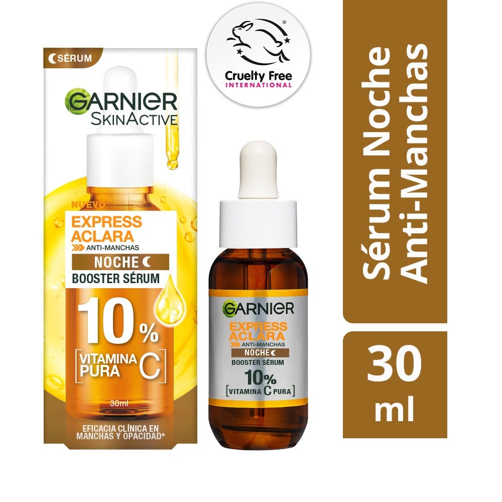 Garnier Skin Active Express Aclara Serum Noche Anti Manchas 10% Vitamina C 30 mL
