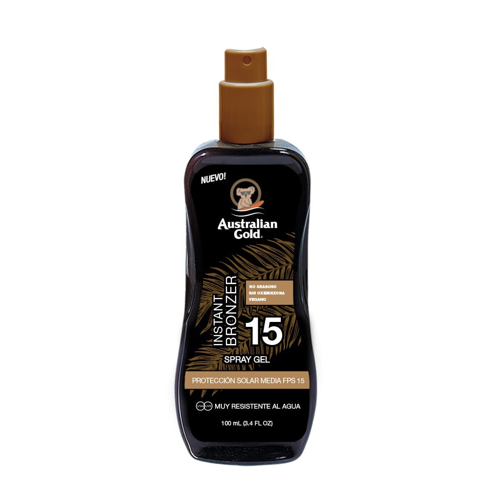 Australian Gold Gel Protector Solar Spray Instant Bronzer FPS15 Uva/uvb 100 mL